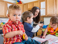 Mom busy with kids