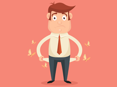 Picture of a guy with his pockets inside out with no money.