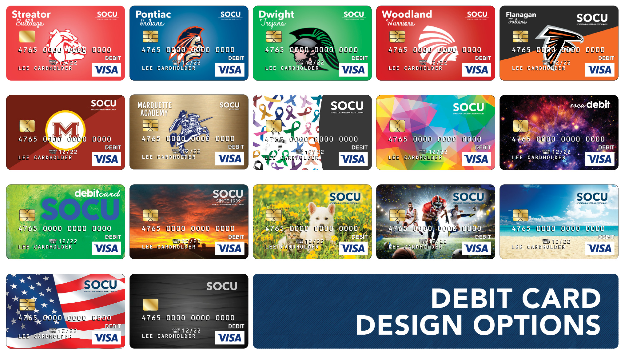 SOCU's debit card design choices.