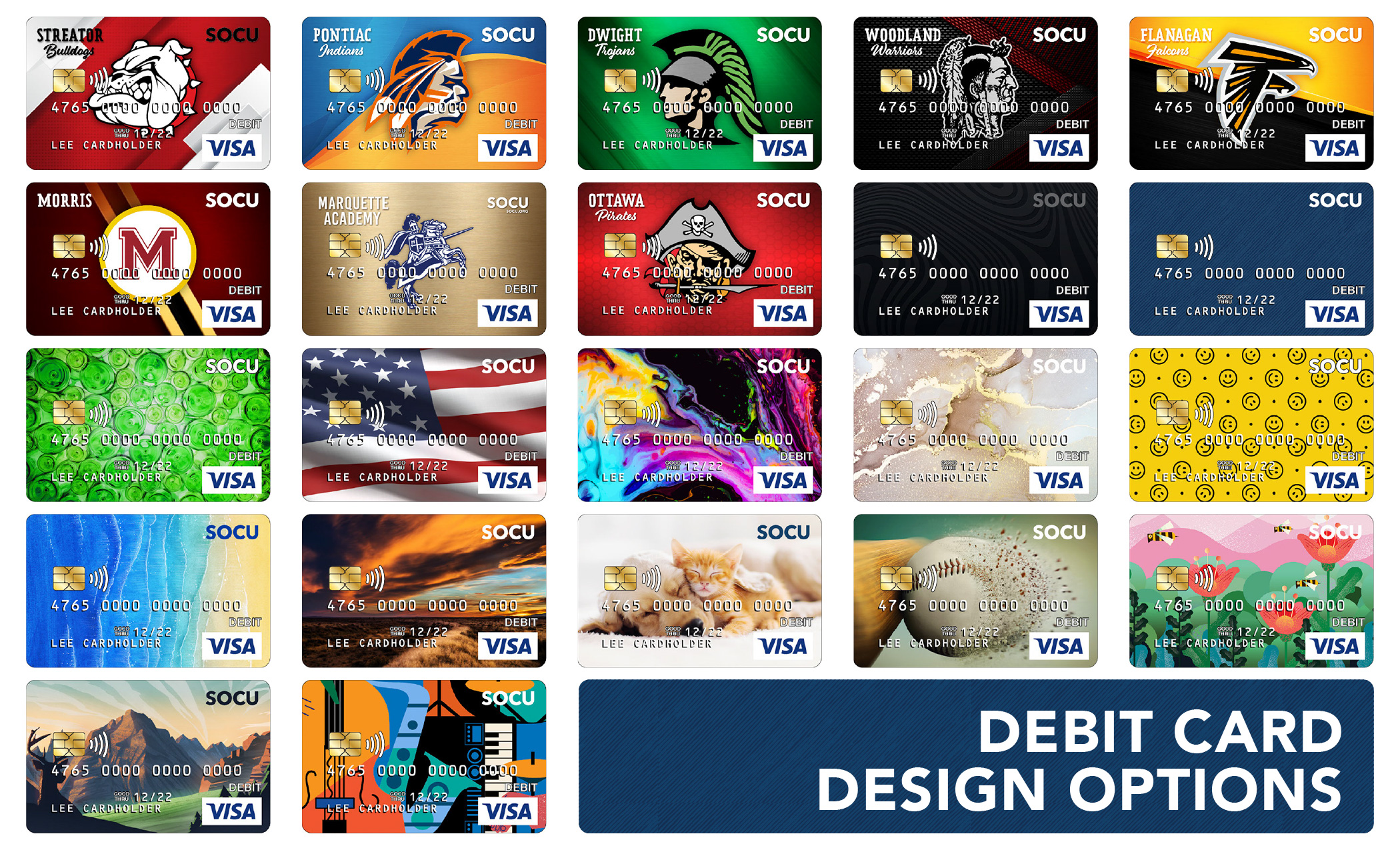 SOCU's debit card design choices.