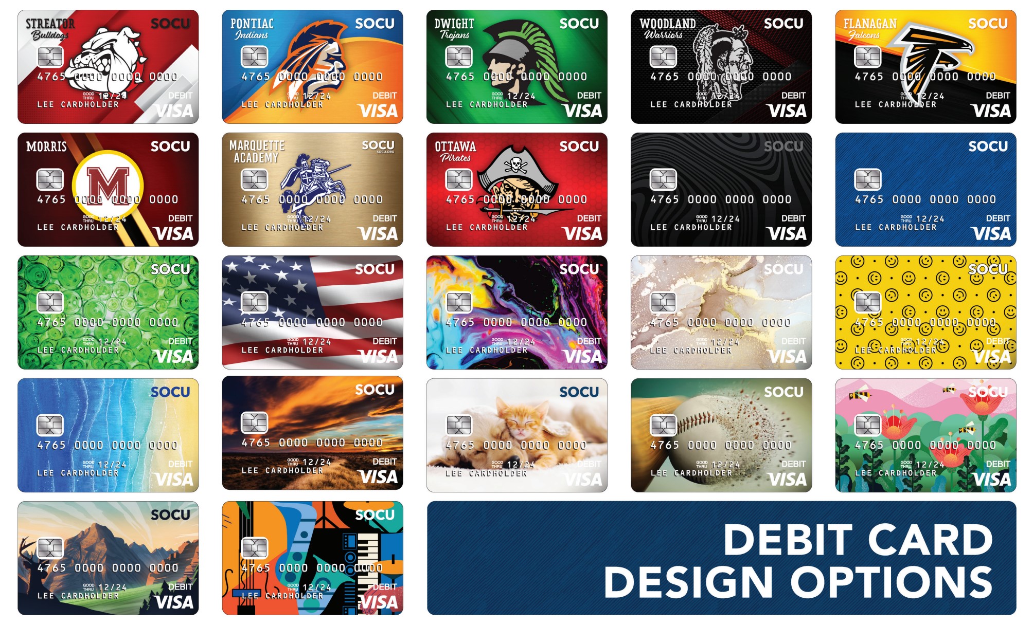 SOCU's debit card design choices.