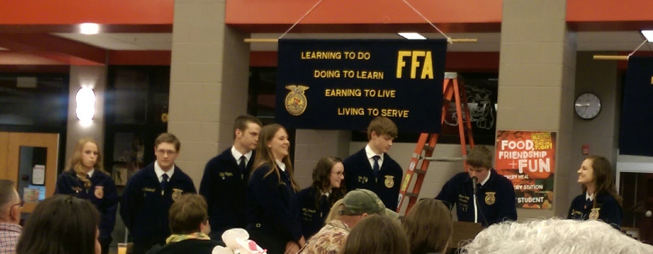 Evan Young President of the 2015/2016 FFA Officers, installing the 2016/2017 FFA Officers