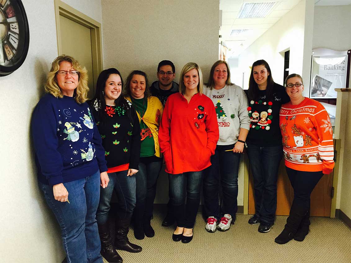 Employees ugly christmas sweaters