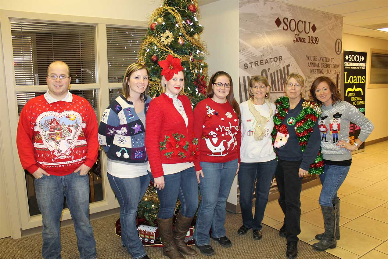 Our other branches ugly Christmas shirts.