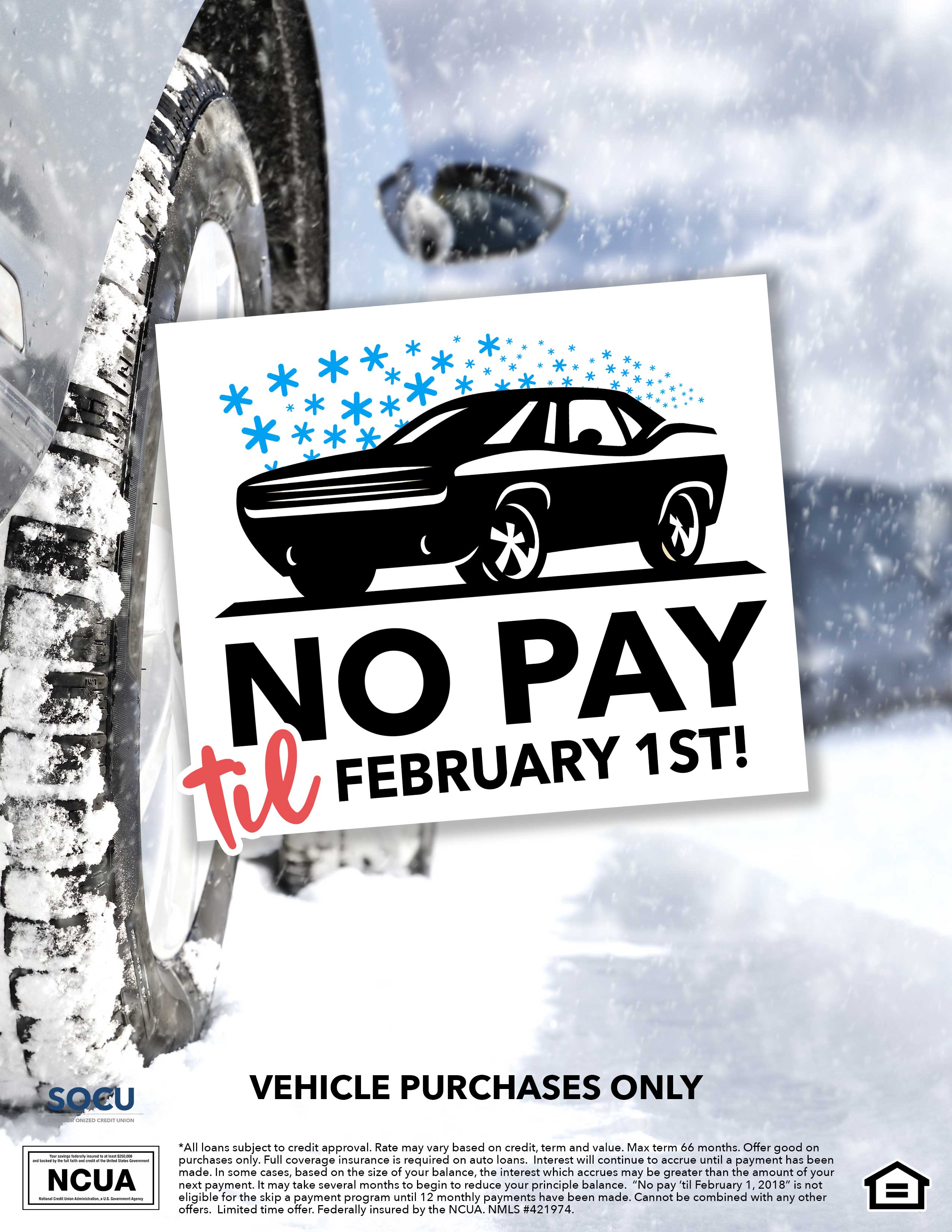 Car driving in snow flyer
