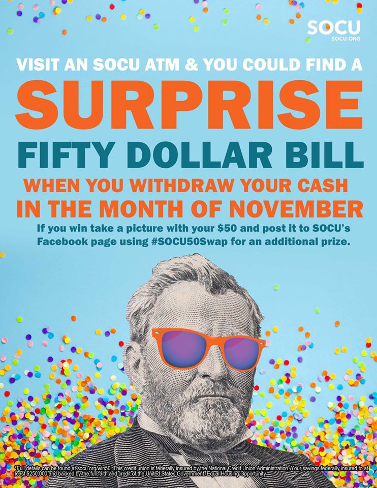 $50 atm promotion flyer